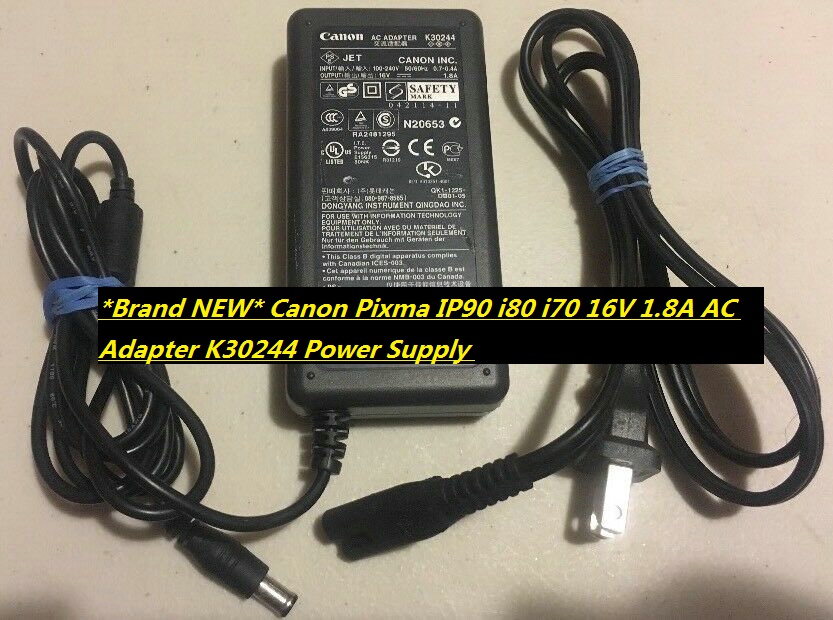 *Brand NEW* Canon Pixma IP90 i80 i70 16V 1.8A AC Adapter K30244 Power Supply
